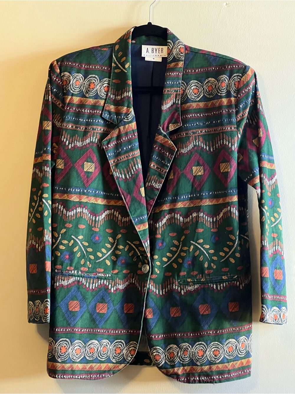 Vintage A. Byer Green Multicolor Patterned Blazer